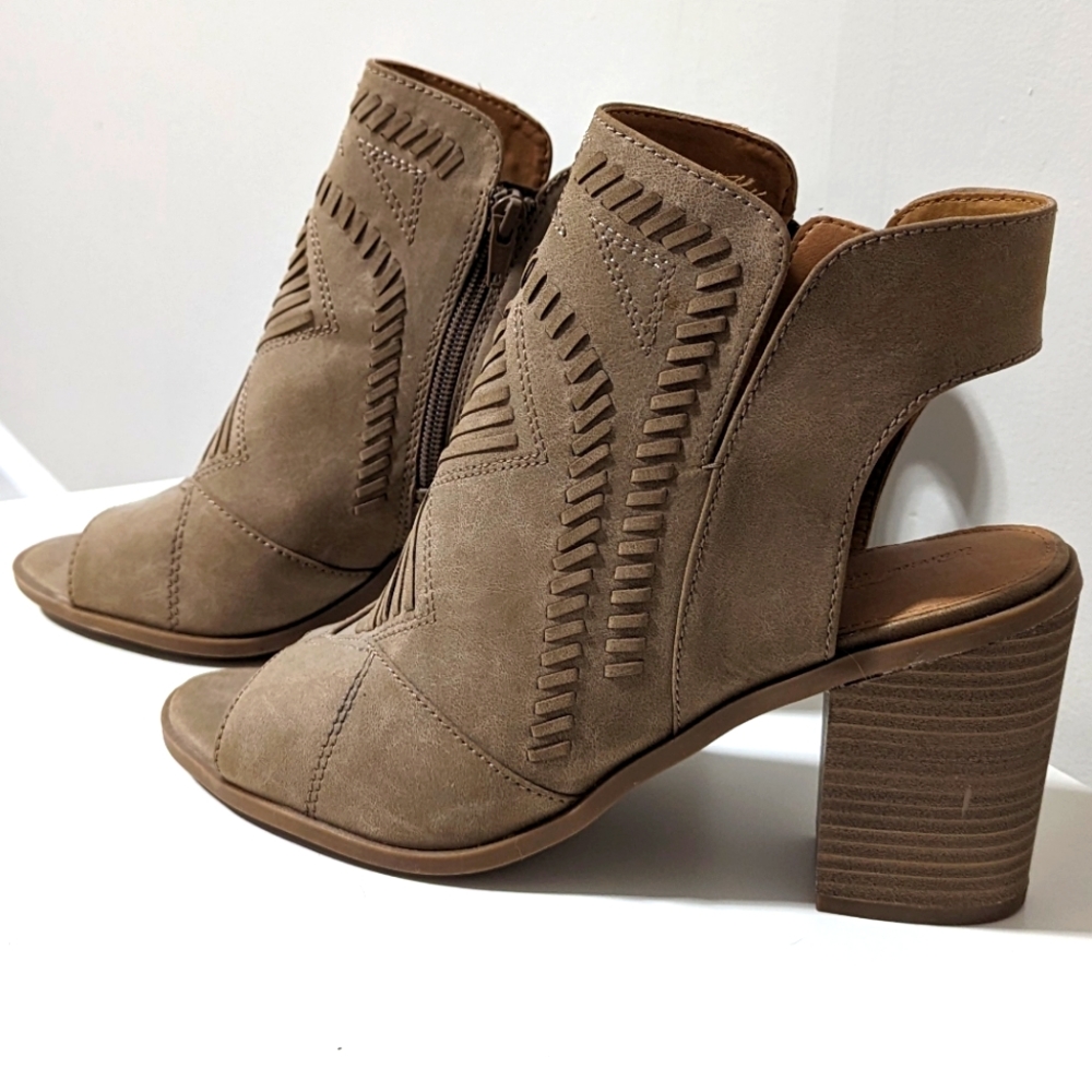 Open toed ankle booties